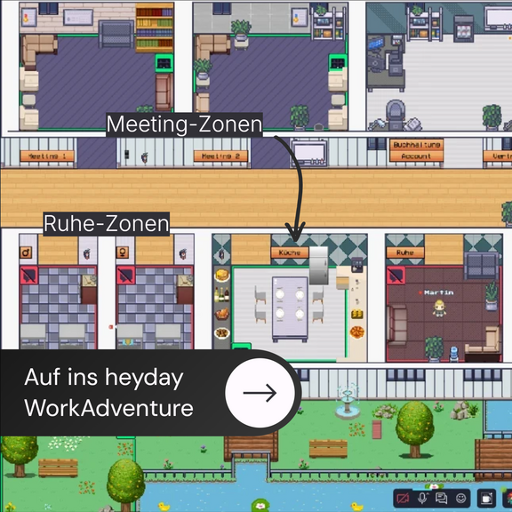 Ansicht der Meeting- und Ruhezonen im heyday WorkAdventure